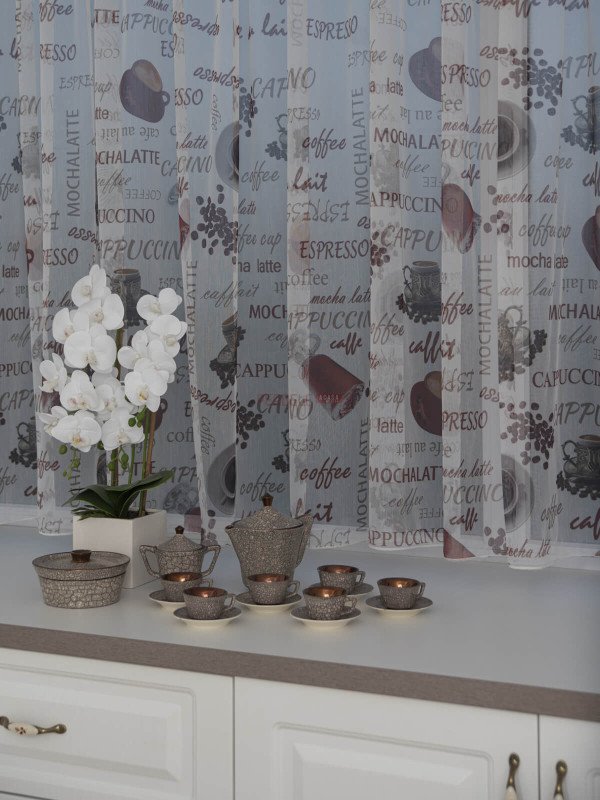 Perdea tulle, model cesti-cafea Perdea tulle, model cesti-cafea