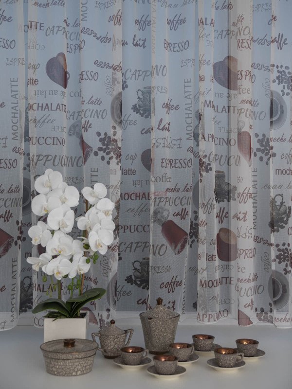 Perdea tulle, model cesti-cafea Perdea tulle, model cesti-cafea