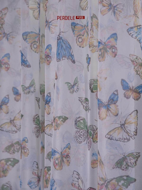 Perdea voal, fluturasi, bleu