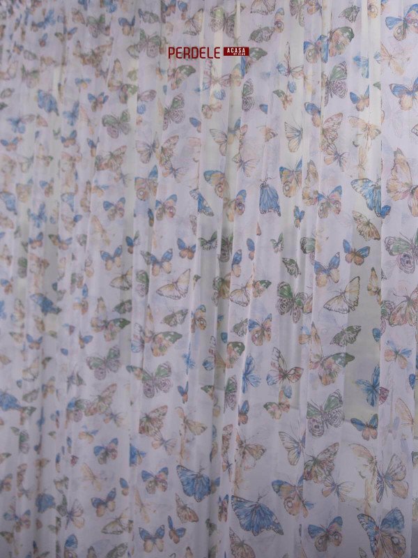 Perdea voal, fluturasi, bleu