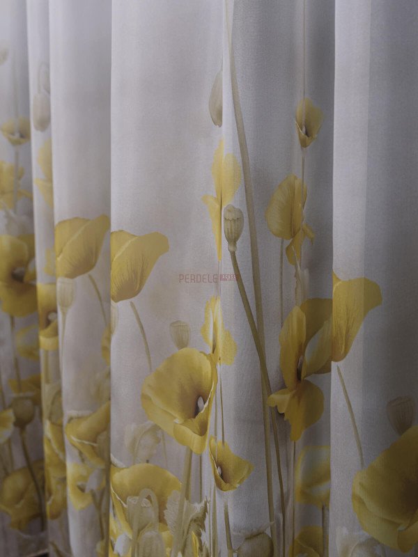 Perdea voal flori galben