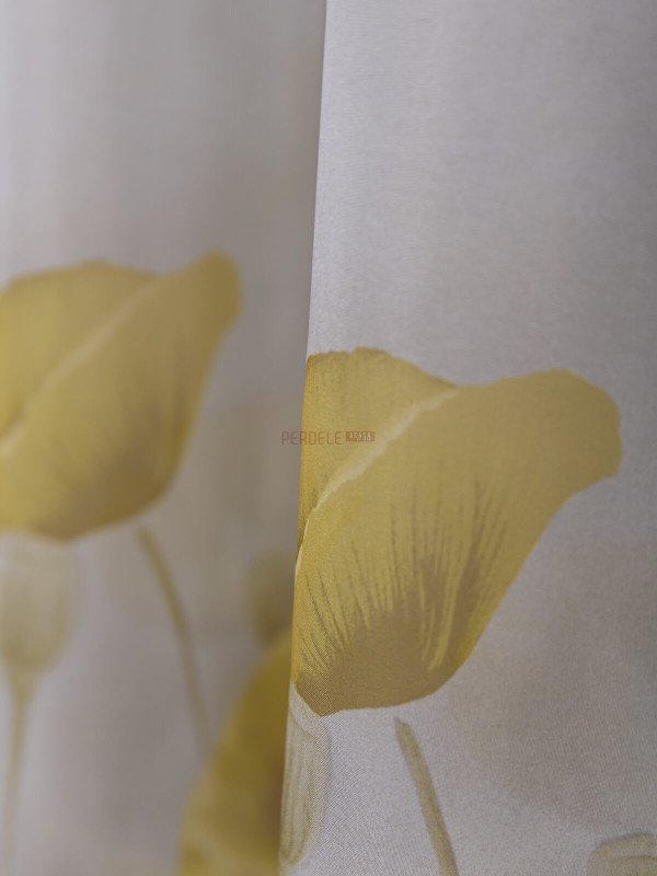 Perdea voal flori galben