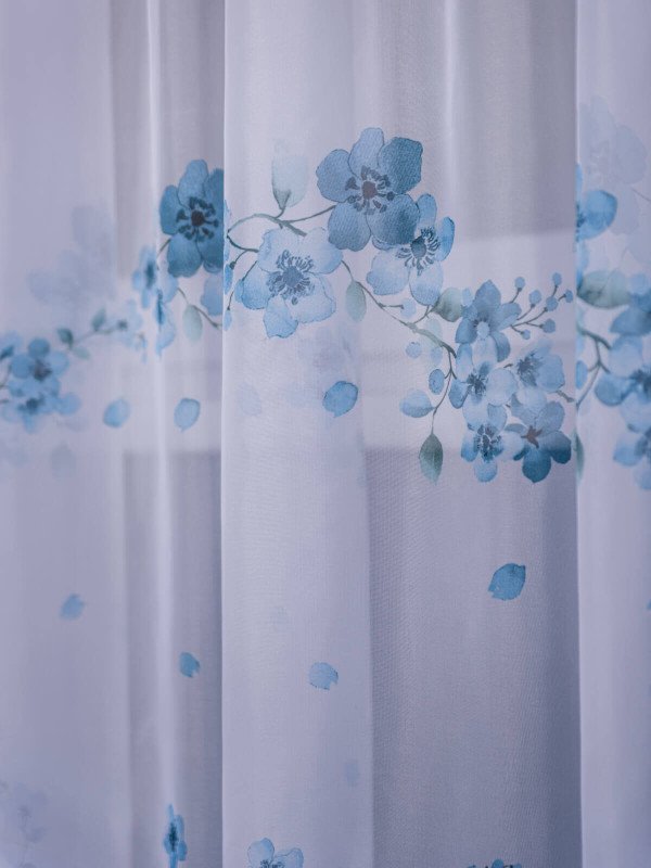 Perdea voal floricele albastru Perdea voal floricele albastru