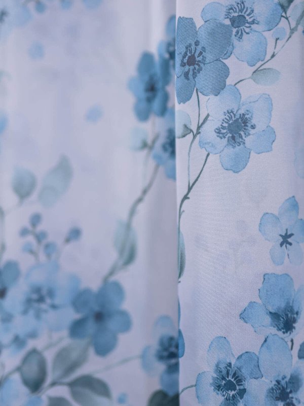 Perdea voal floricele albastru Perdea voal floricele albastru
