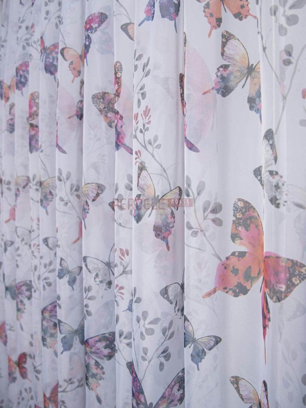 Perdea voal, fluturi multicolori Perdea voal, fluturi multicolori