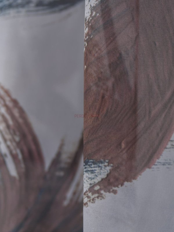 Perdea voal model abstract, albastru/maro