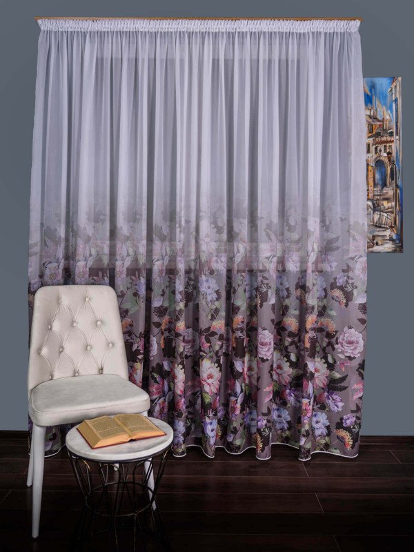 Perdea voal trandafiri multicolori