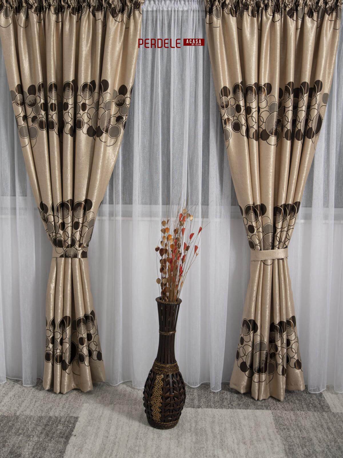 Draperie blackout crem,maro - 2 | YEO
