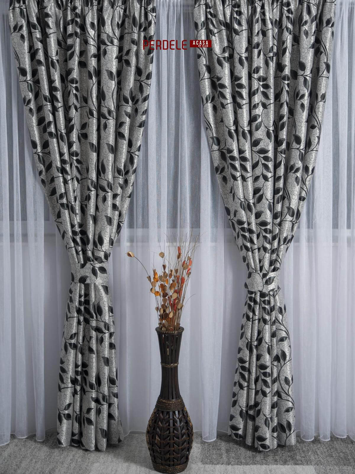 Draperie blackout gri/negru - 2 | YEO