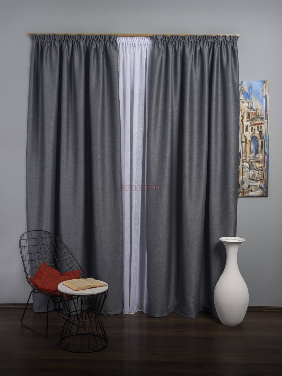 Draperie blackout gri rustic