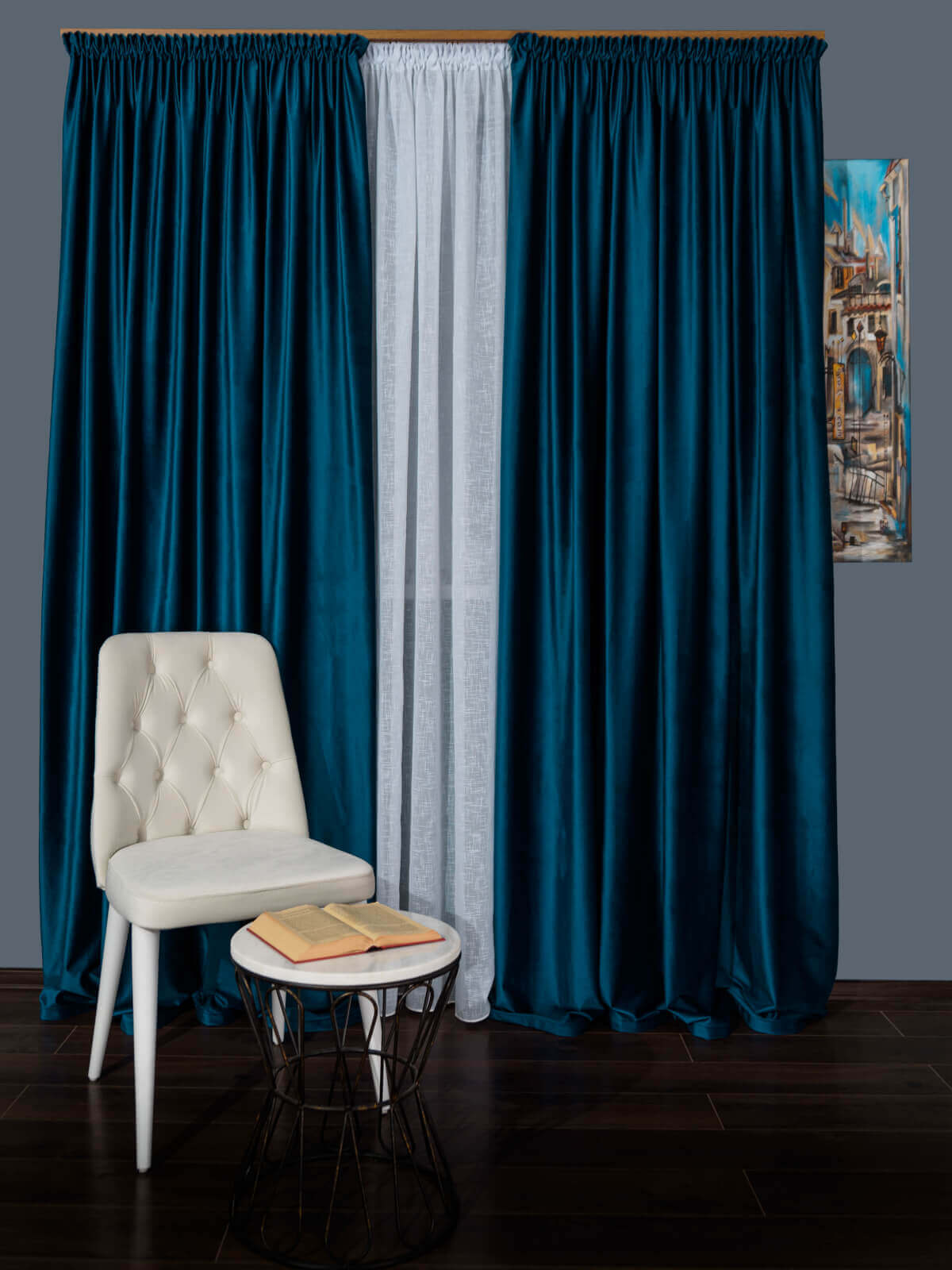 Draperie catifea albastru imperial