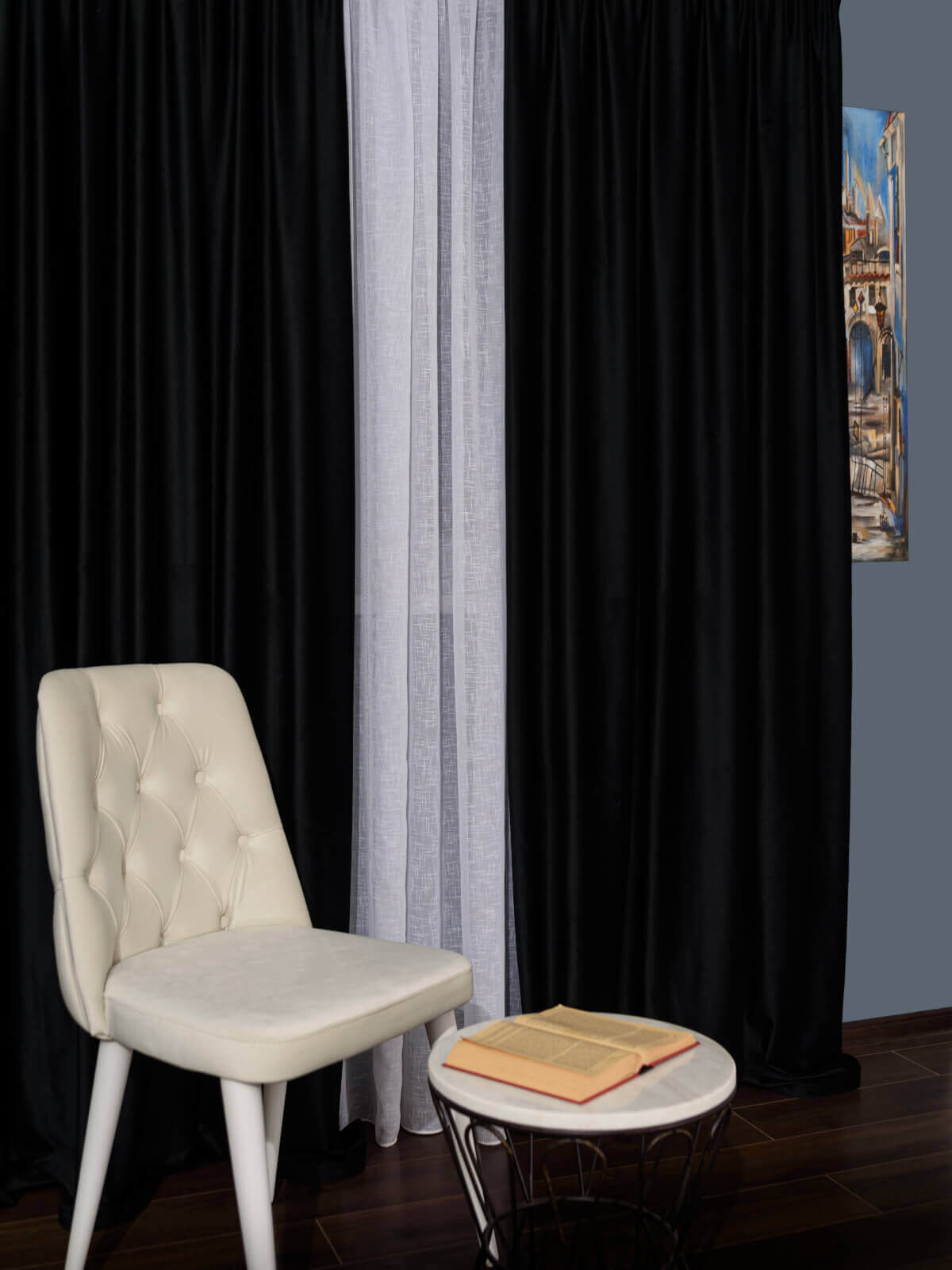 Draperie catifea negru - 1 | YEO