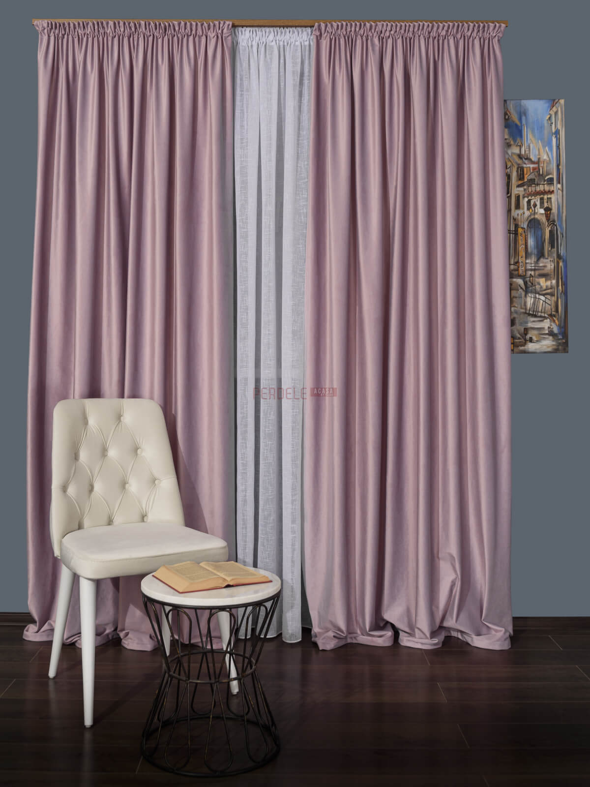 Draperie catifea roz