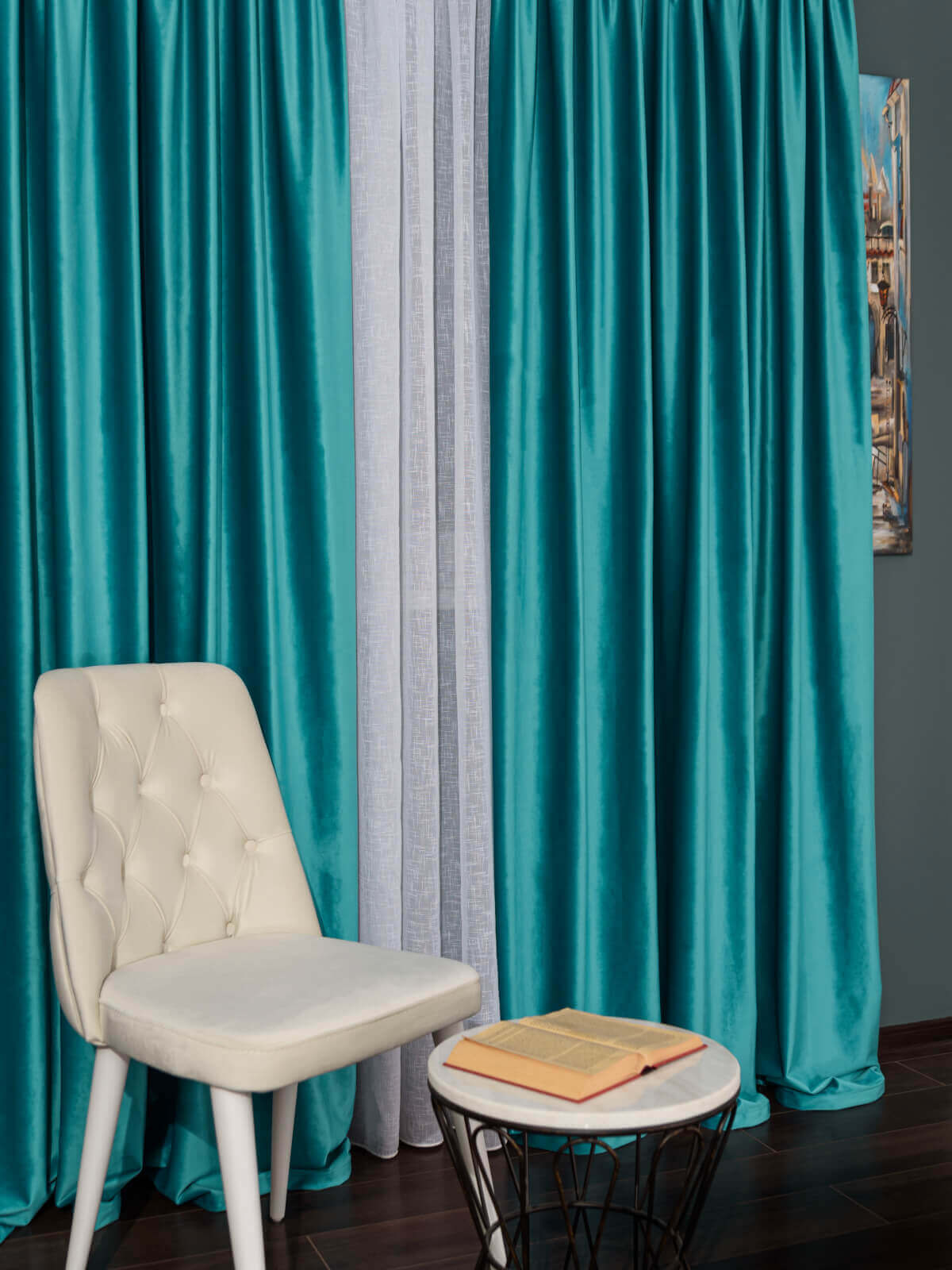 Draperie catifea turqoise - 1 | YEO