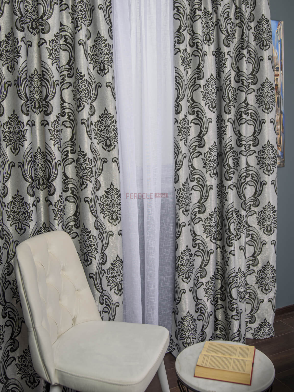 Draperie model baroc gri/negru - 1 | YEO