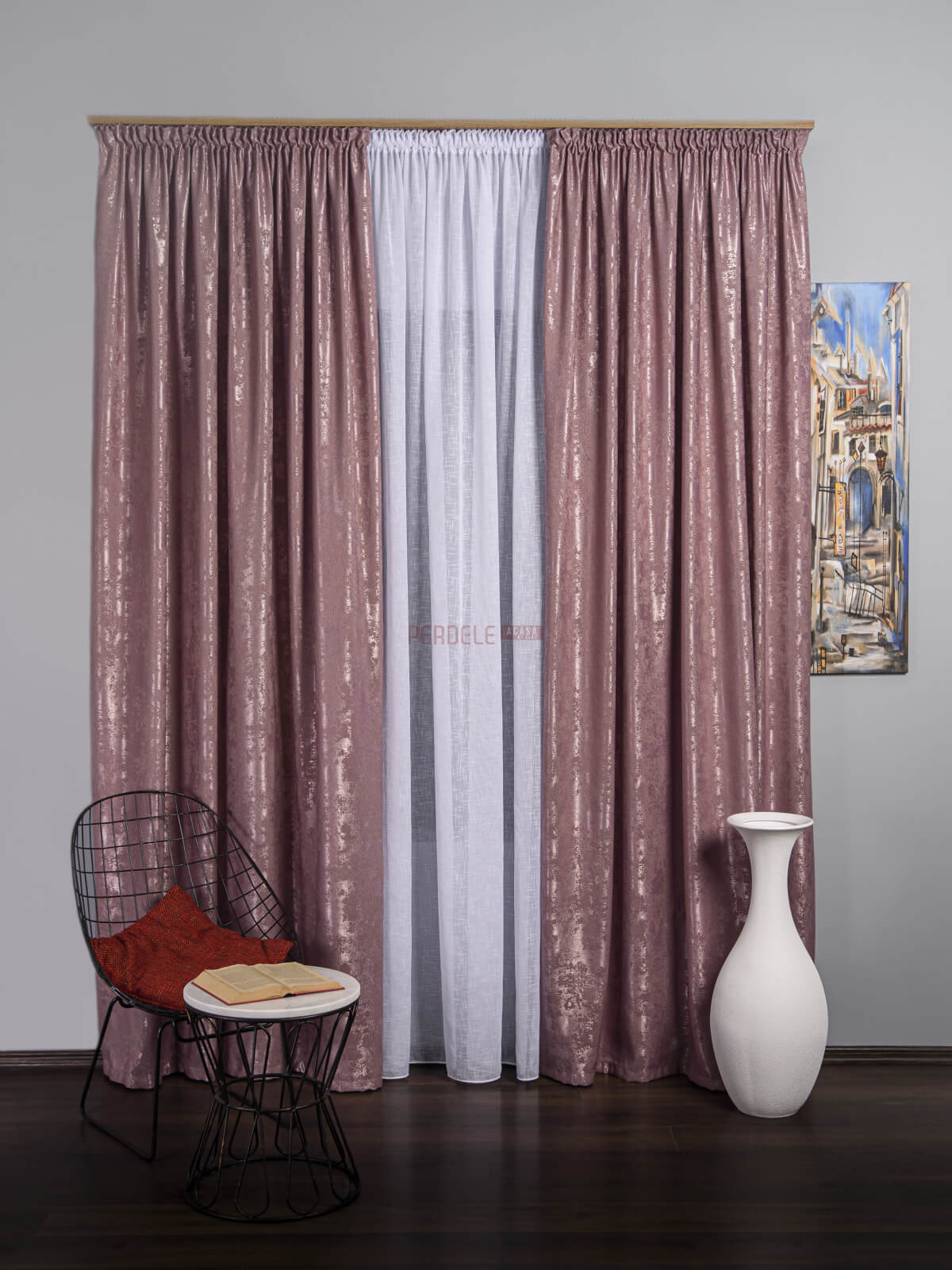 Draperie nisip roz prafuit