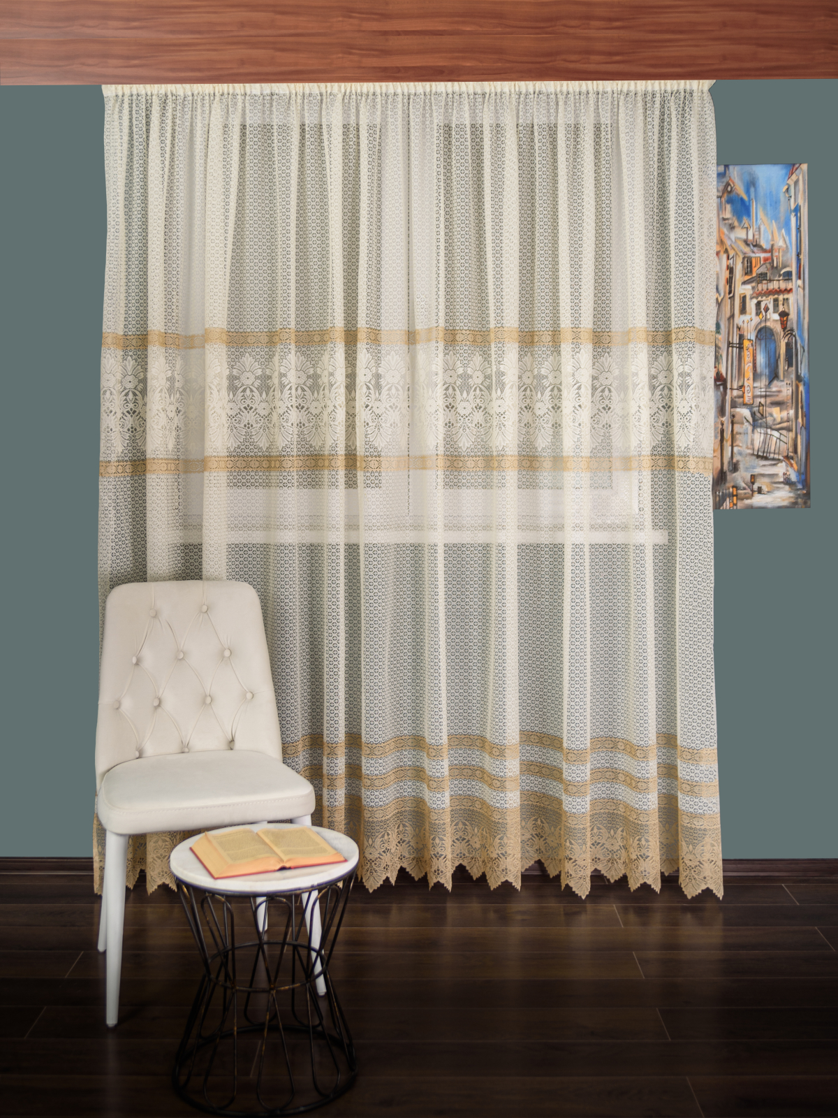Perdea de pascani crem/camel