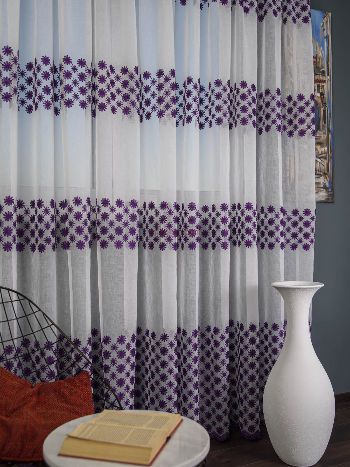 Perdea model flori mov - 1 | YEO