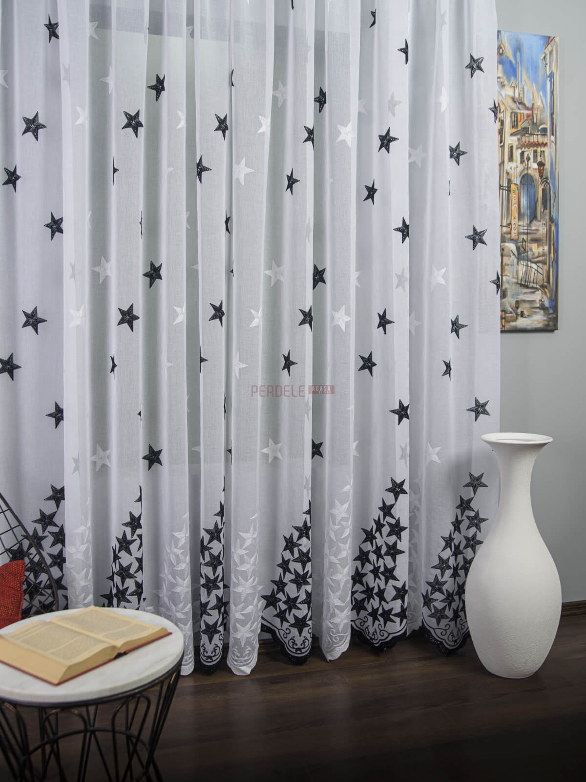 Perdea model stelute negru - 1 | YEO
