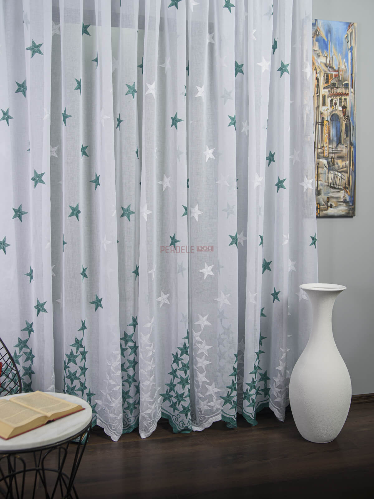 Perdea model stelute verde - 1 | YEO