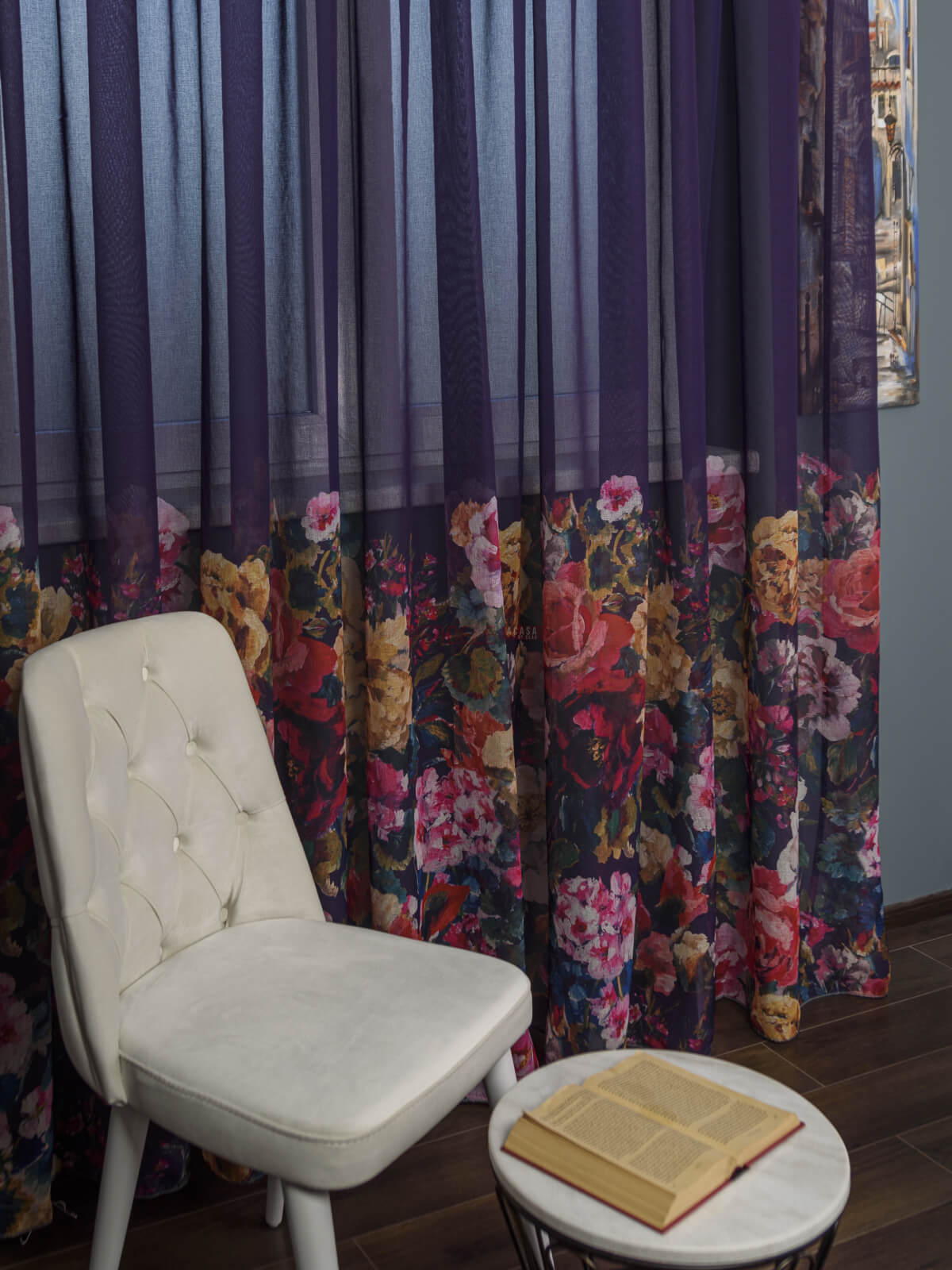 Perdea tip in mov,flori multicolore - 1 | YEO