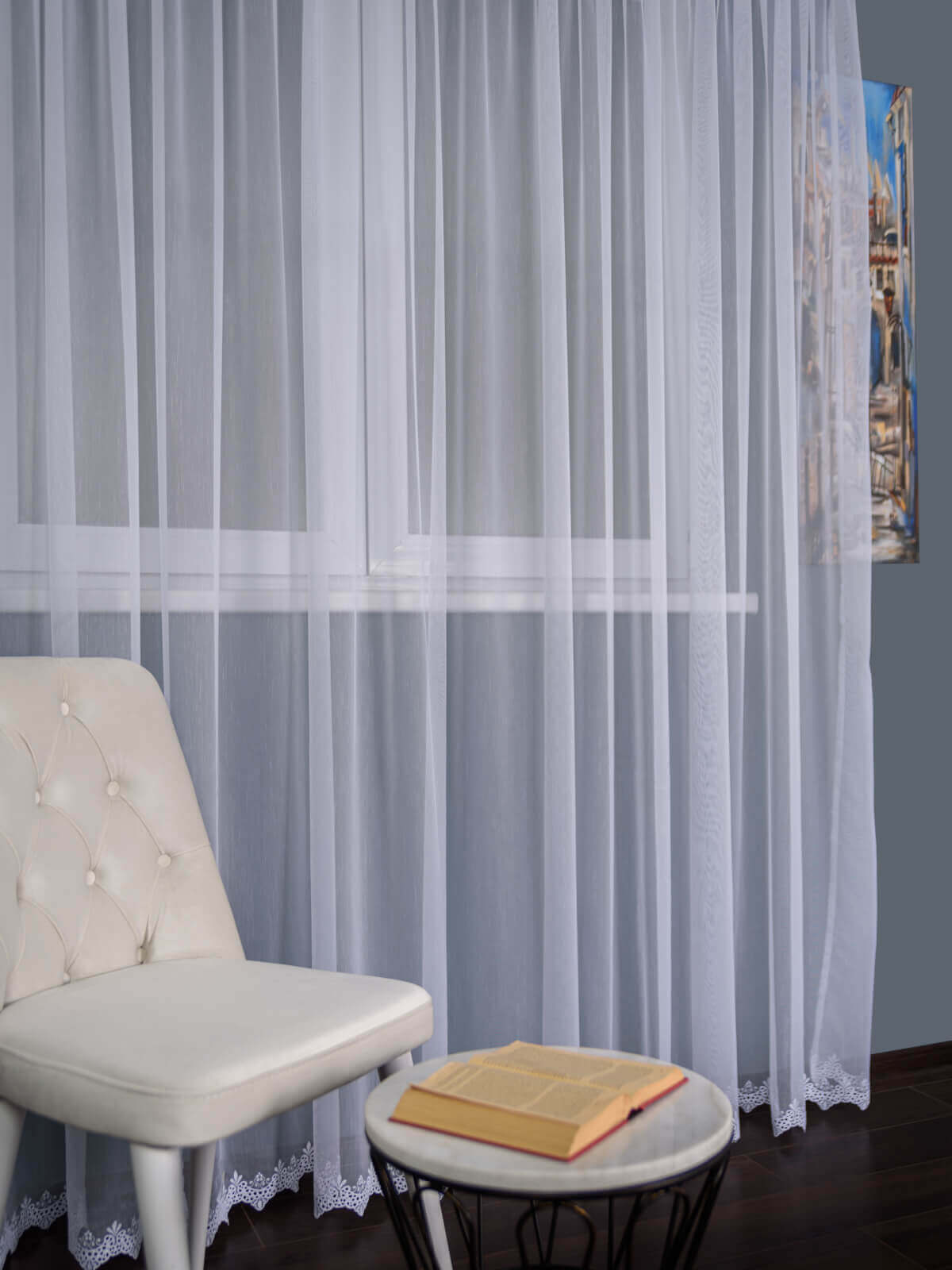 Perdea tulle brodat alb - 1 | YEO