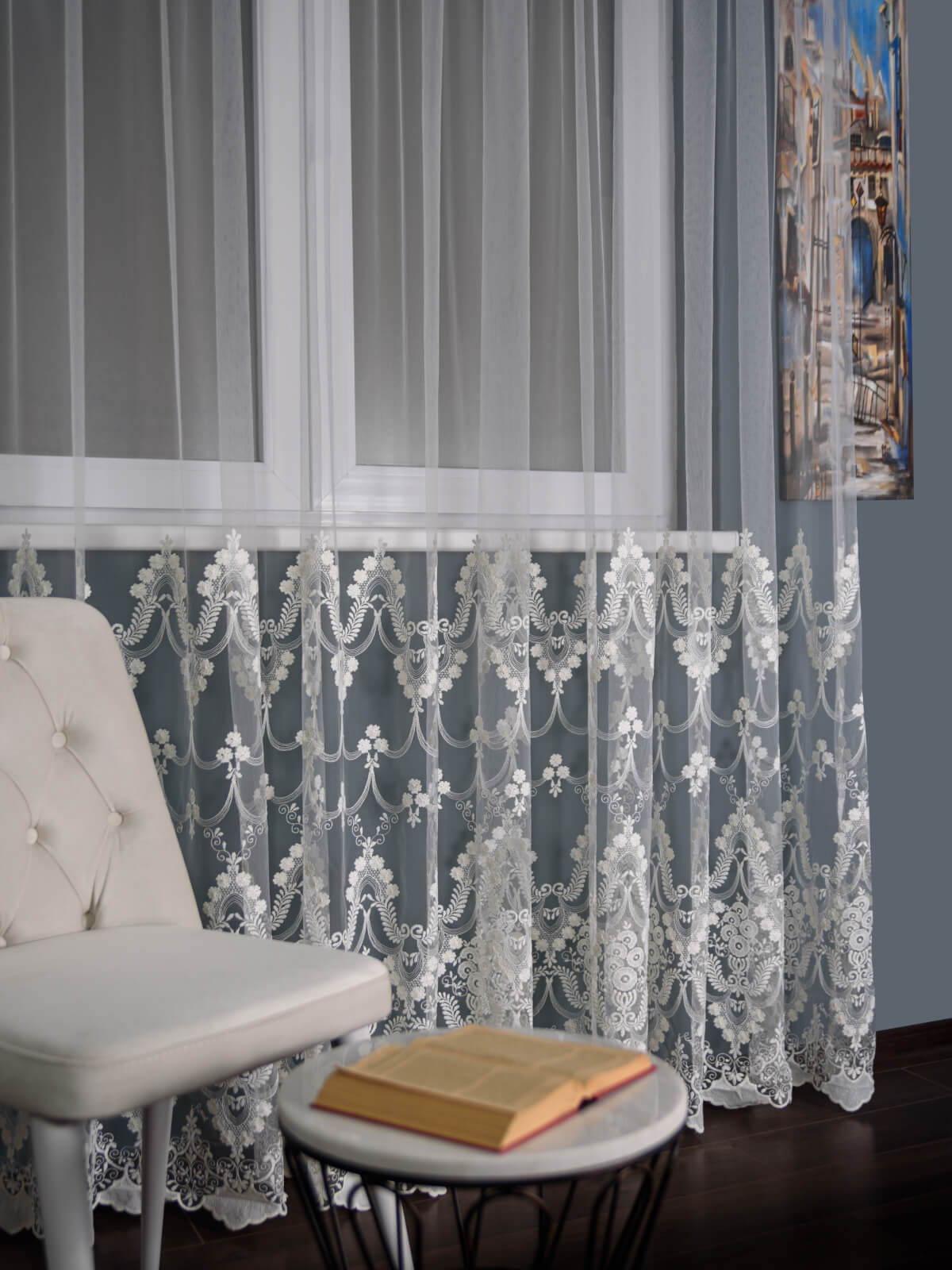 Perdea tulle brodat crem - 1 | YEO