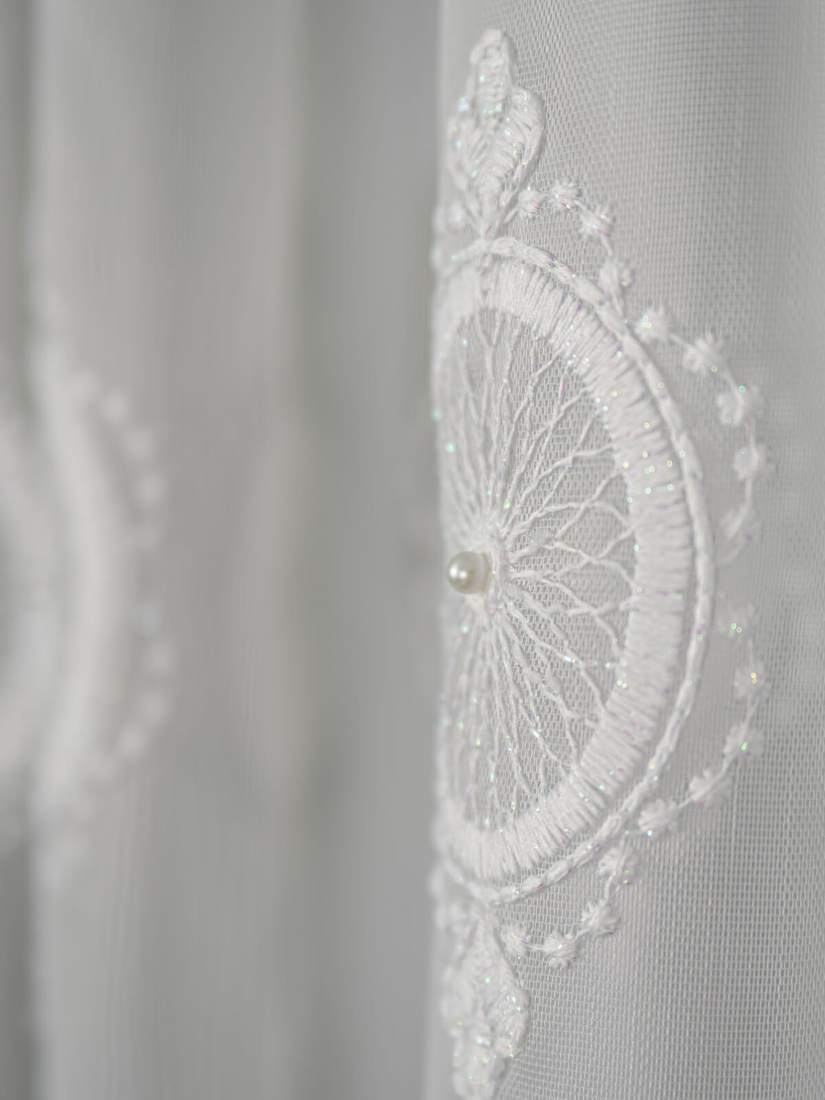 Perdea tulle brodat, crem - 1 | YEO