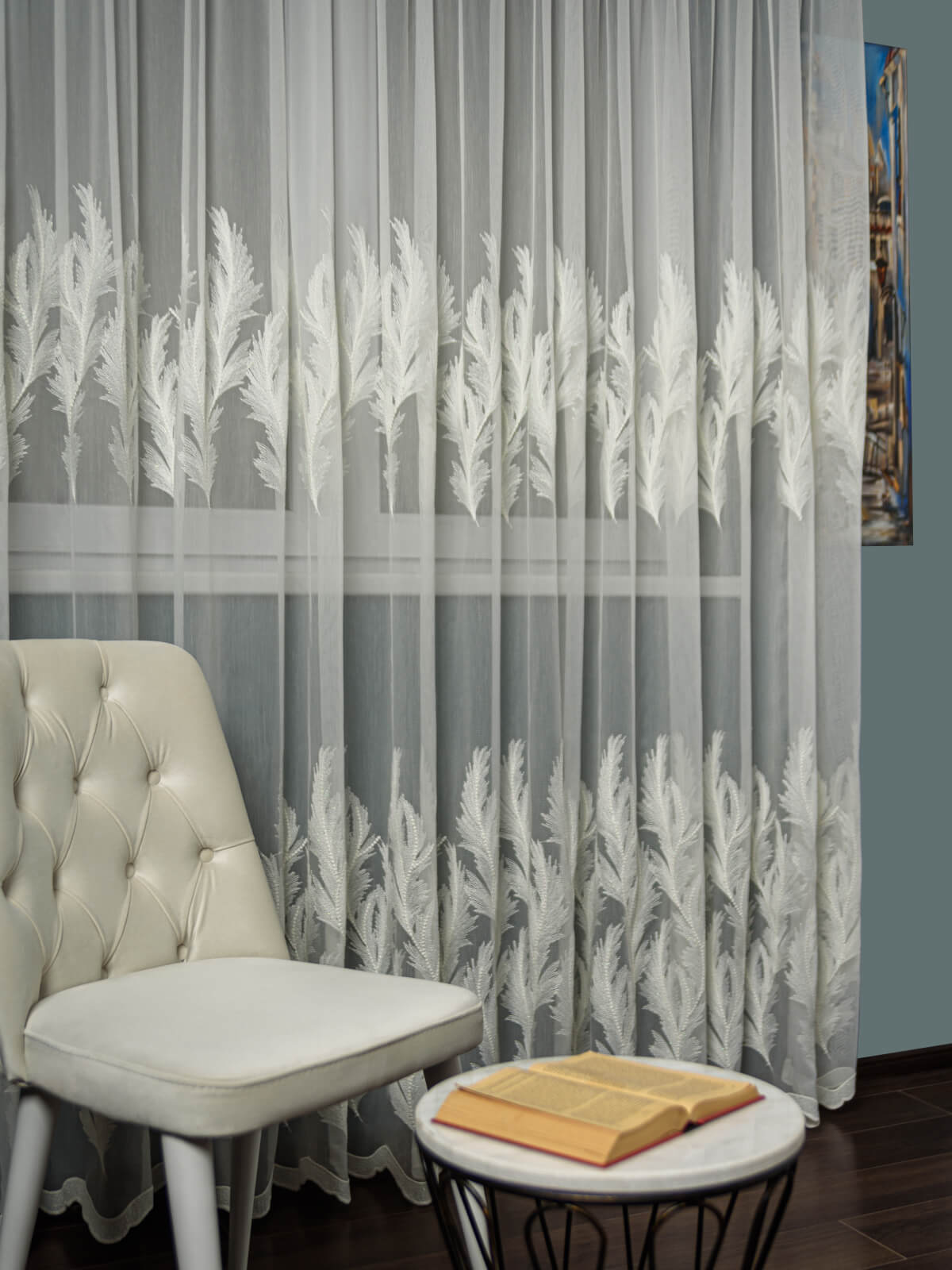 Perdea tulle brodat ivoire - 1 | YEO