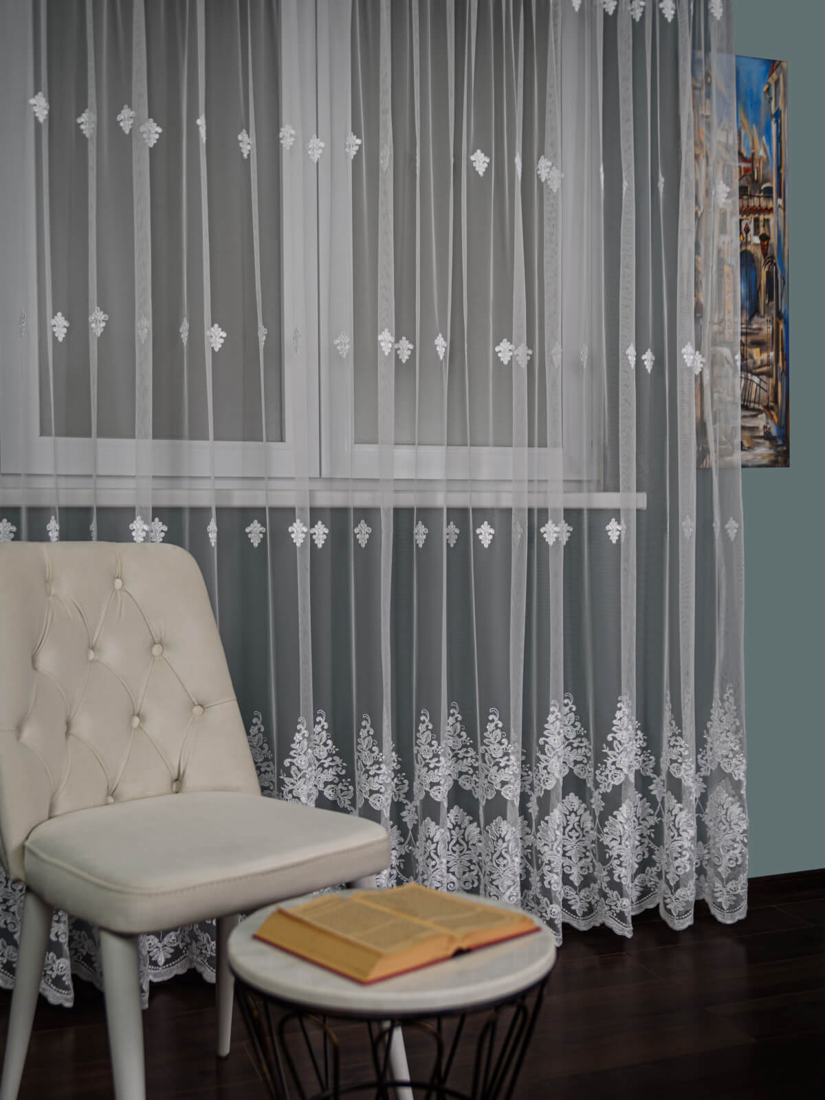 Perdea tulle brodat ivoire - 1 | YEO