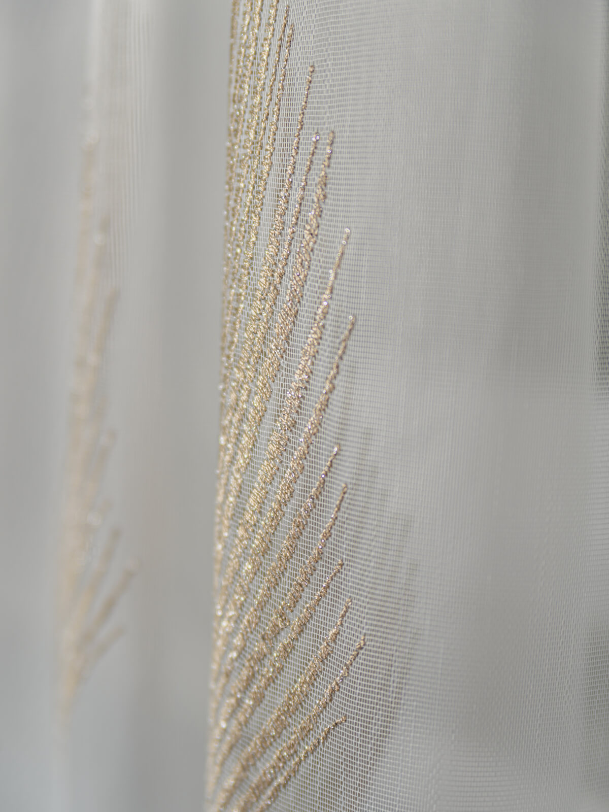 Perdea tulle brodat ivoire/auriu - 1 | YEO