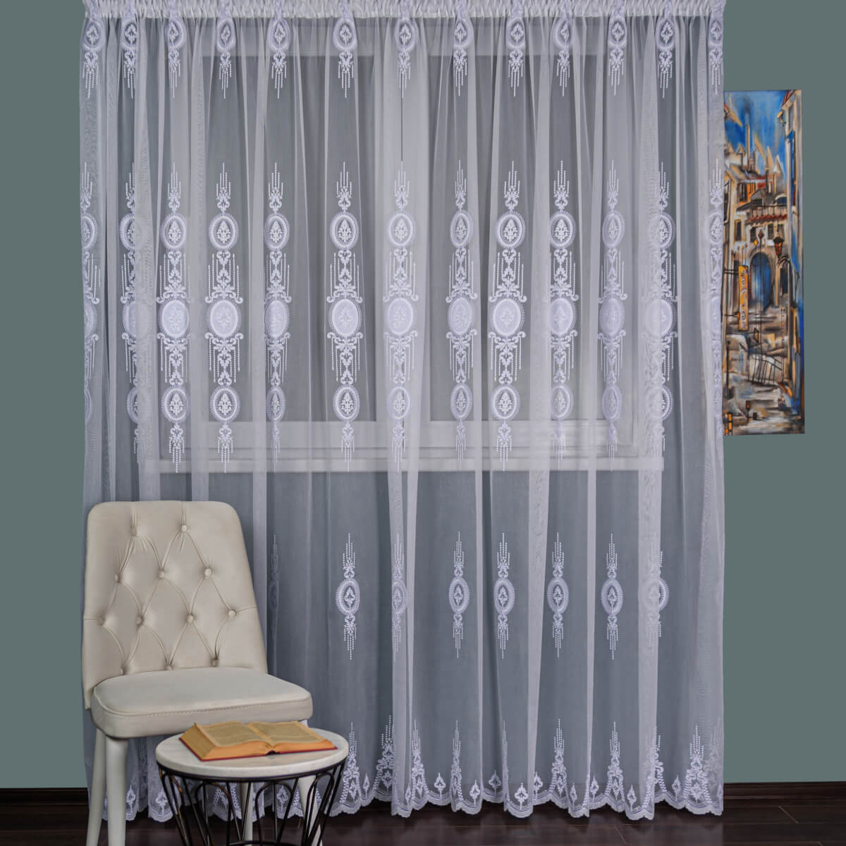 Perdea Tulle Brodat Alb