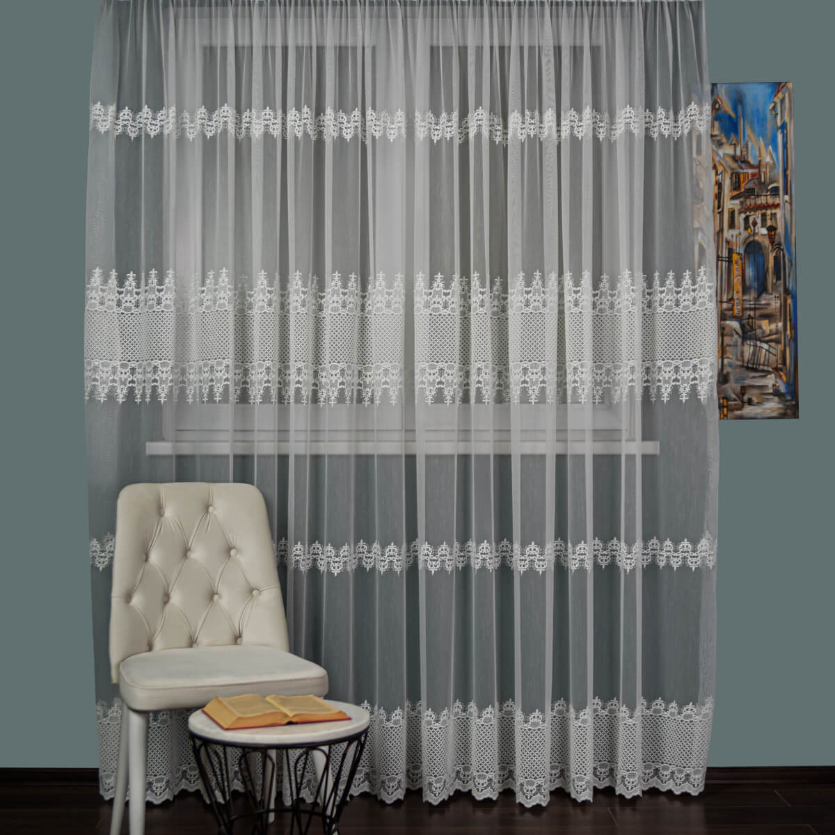 Perdea Tulle Brodat, Crem