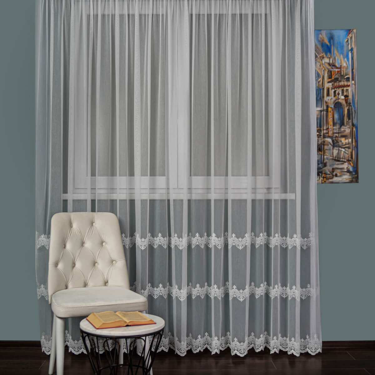 Perdea Tulle Brodat, Crem