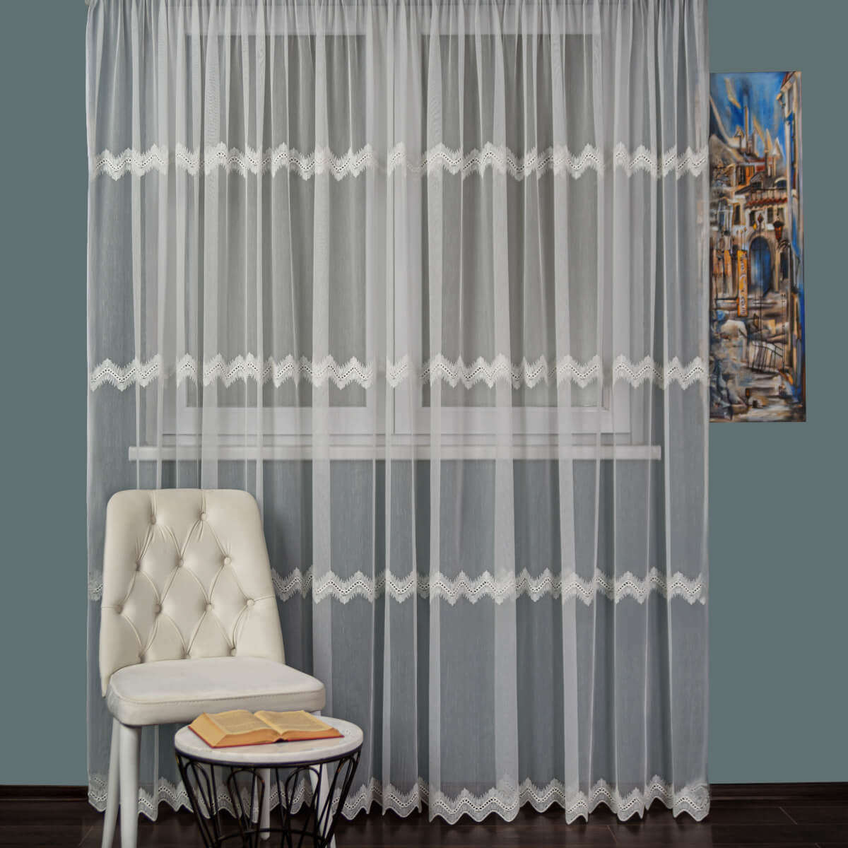 Perdea Tulle Brodat, Crem
